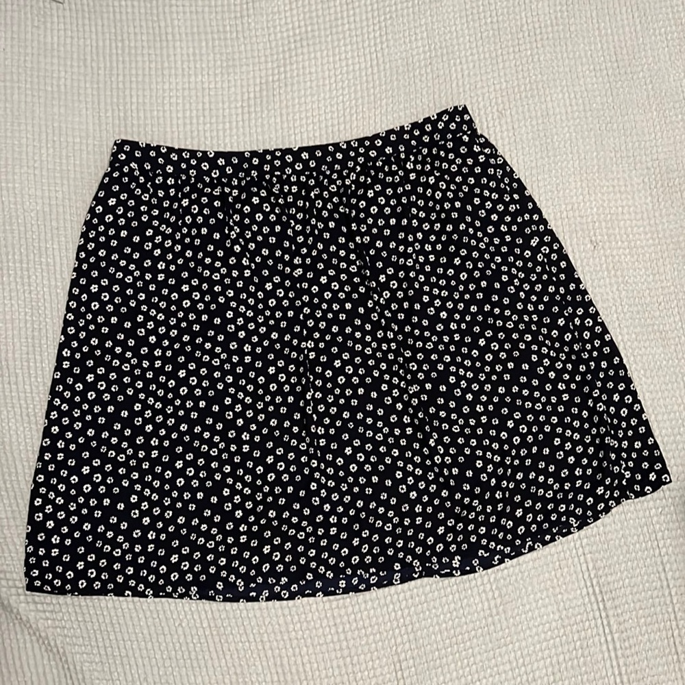 J.Crew Factory Navy Blue with White Flowers Mini Skirt